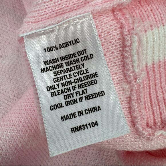 Crown & Ivy Houndstooth Hooded Long Sleeve Poncho Sweater Pink White Large - Picture 10 of 12